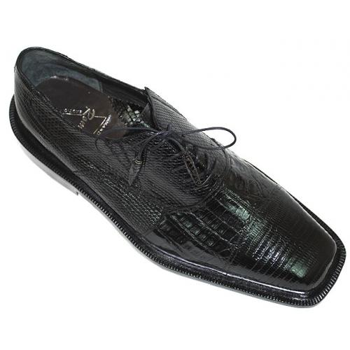 Romano "Ash" Black Genuine Crocodilel/Lizard Shoes